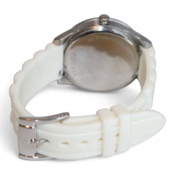 Fossil ES2888 Womens Watch Stainless Steel & White Silicone Band 64ATM - Picture 3 of 6